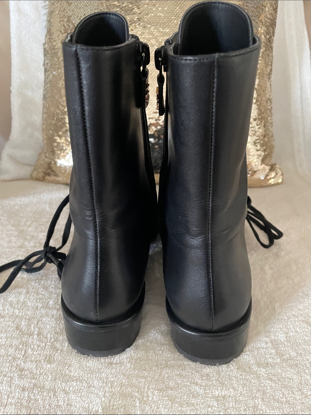 Mint Stuart Weitzman Laine Leather Combat Lace-Up Leather Boots 39.5 US 9 - Picture 4 of 9
